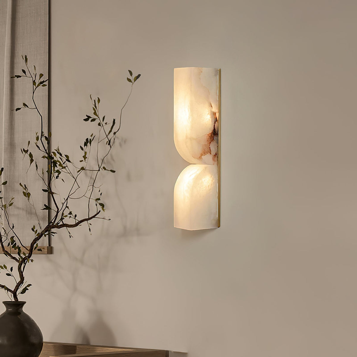 Lena Albast rechthoekige wandlamp met stekker