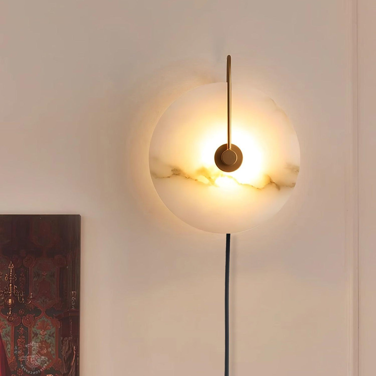 Albeaine Albast bollen wandlamp met Stekker