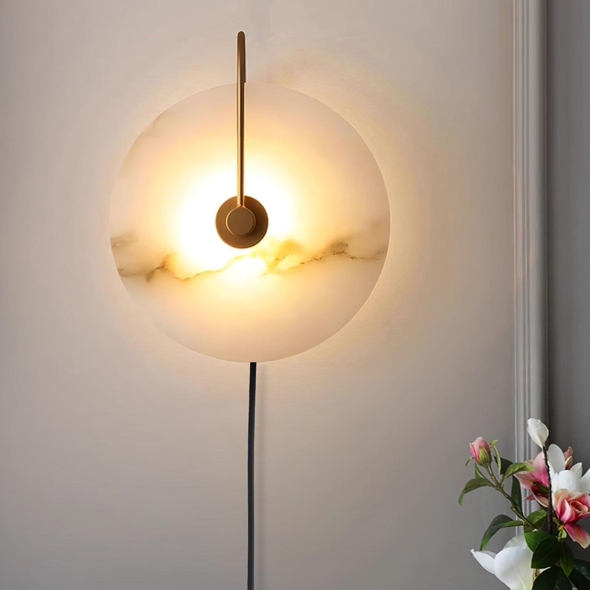 Albeaine Albast bollen wandlamp met Stekker