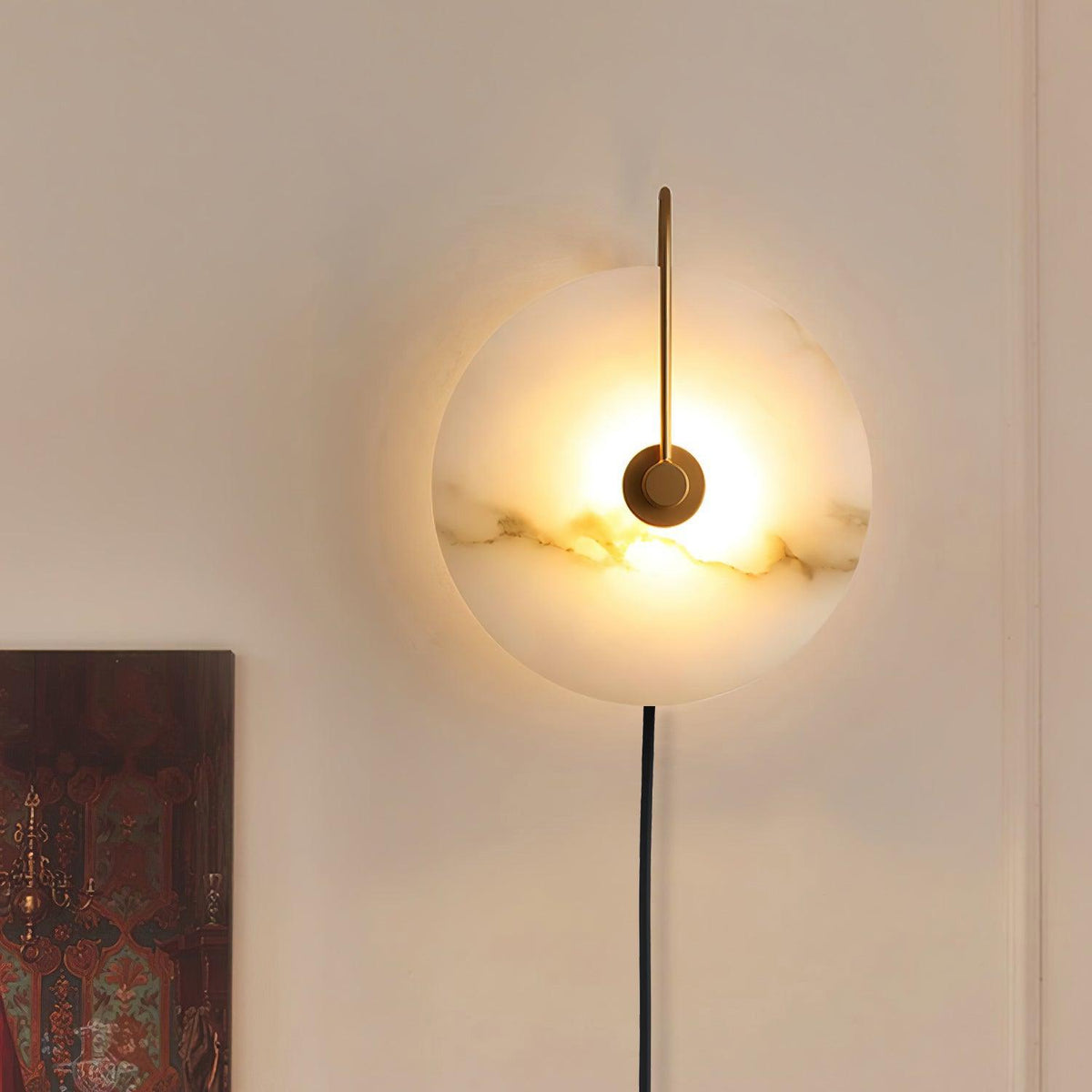 Albeaine Albast bollen wandlamp met Stekker