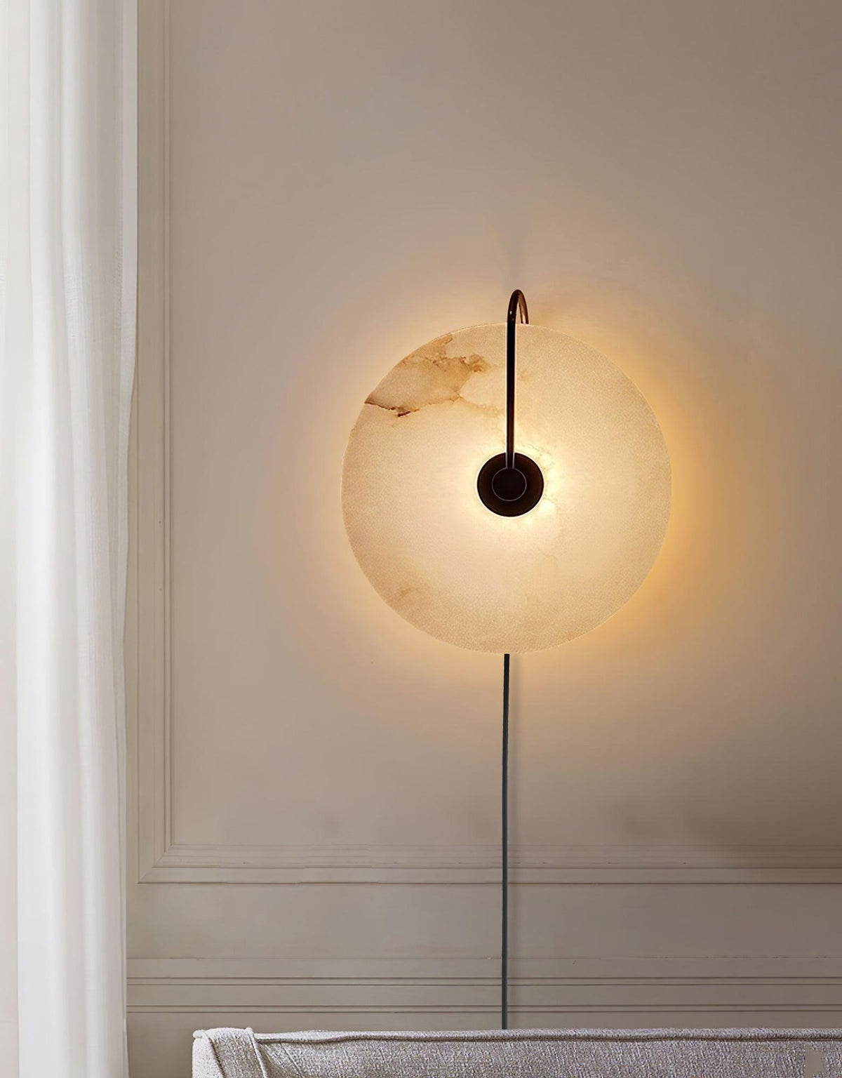 Albeaine Albast bollen wandlamp met Stekker