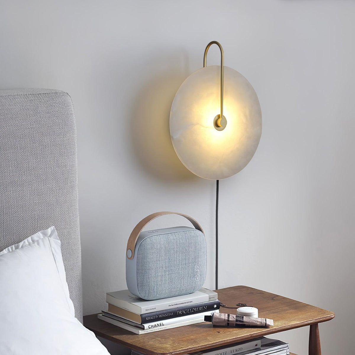 Albeaine Albast bollen wandlamp met Stekker