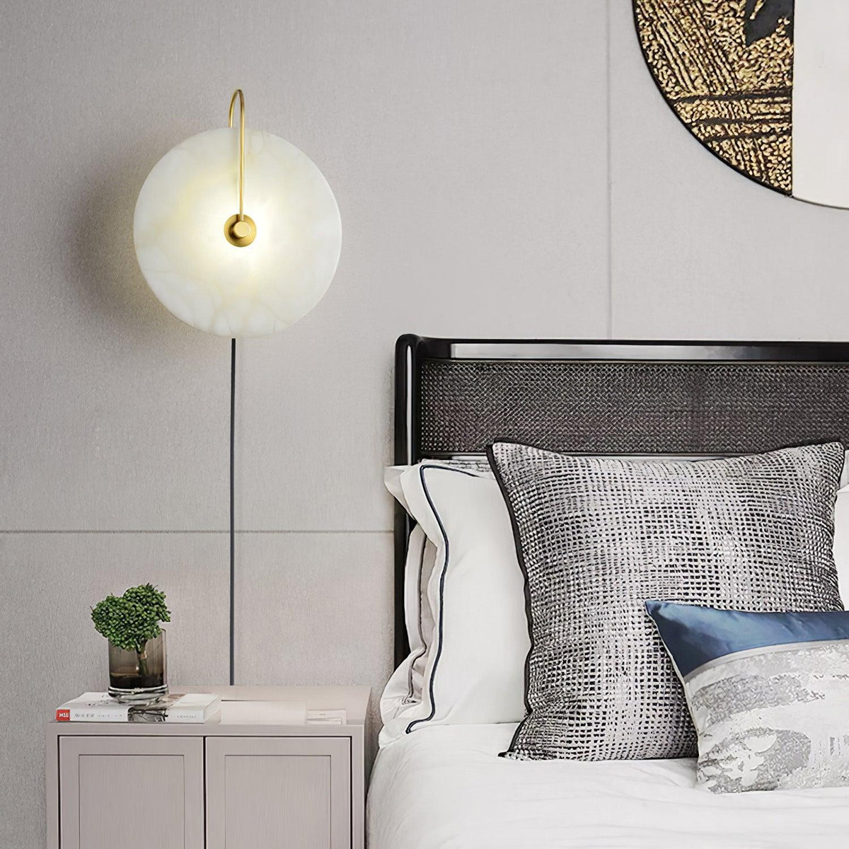 Albeaine Albast bollen wandlamp met Stekker