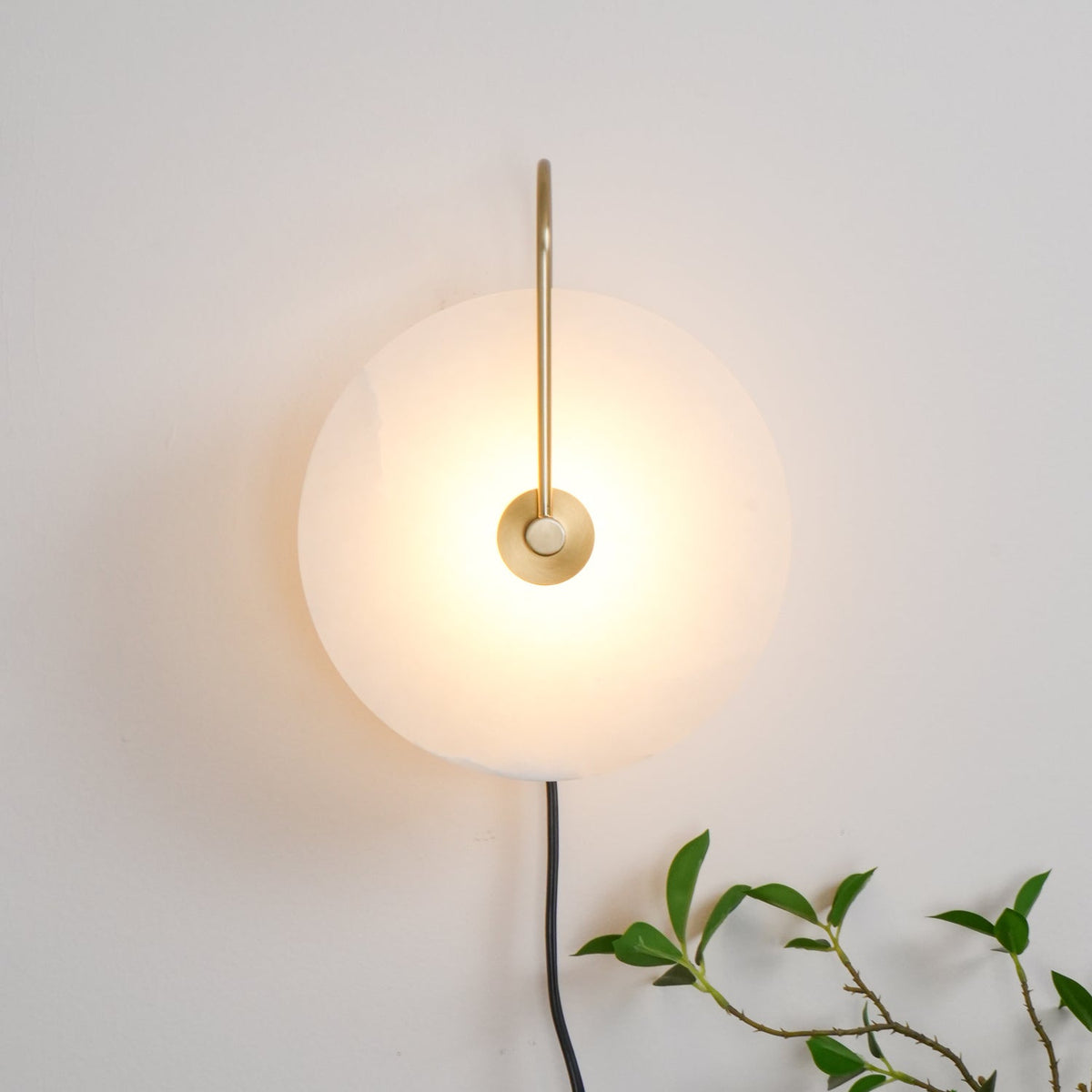 Albeaine Albast bollen wandlamp met Stekker