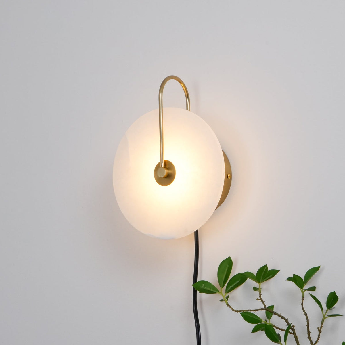 Albeaine Albast bollen wandlamp met Stekker