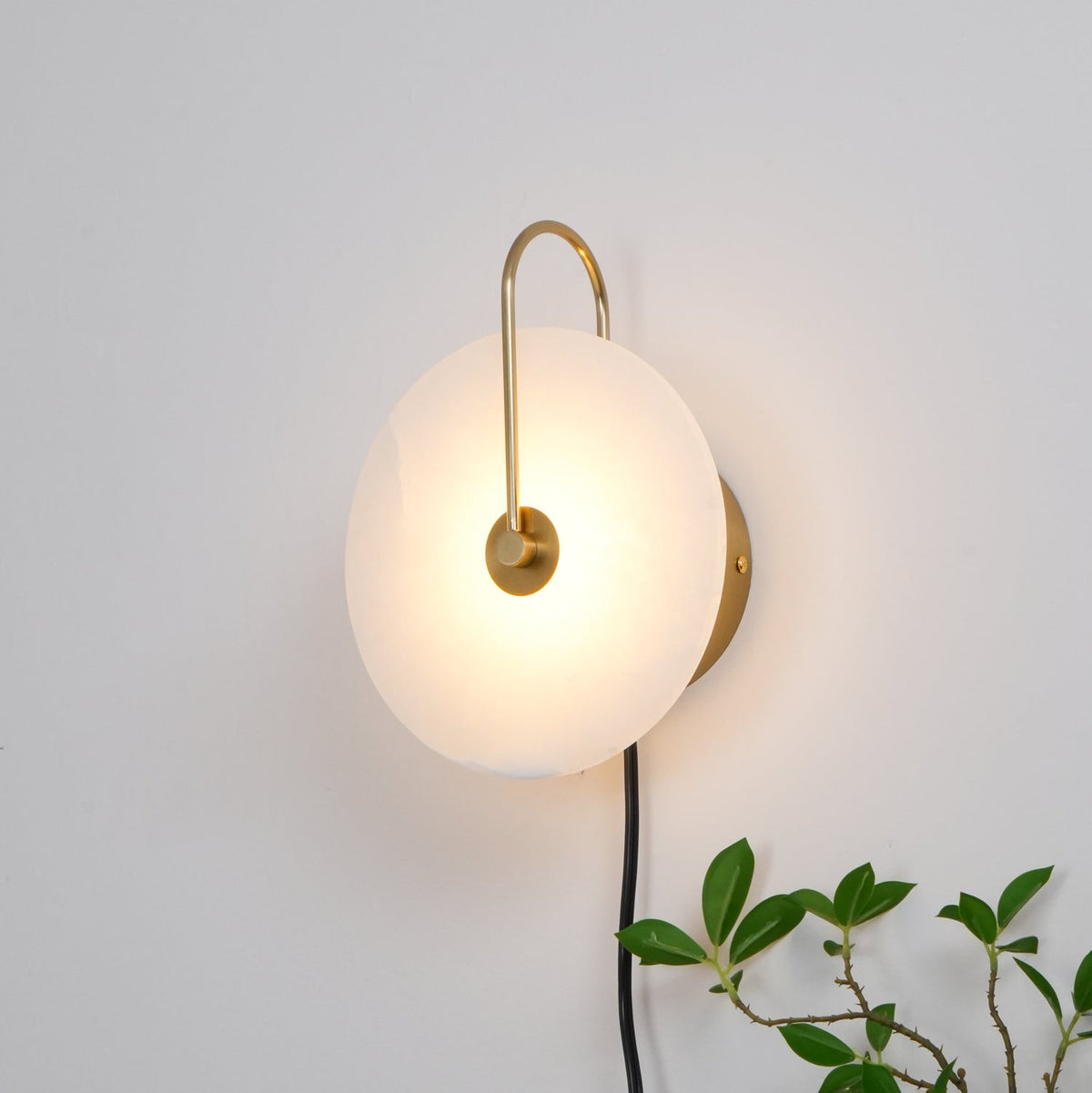 Albeaine Albast bollen wandlamp met Stekker