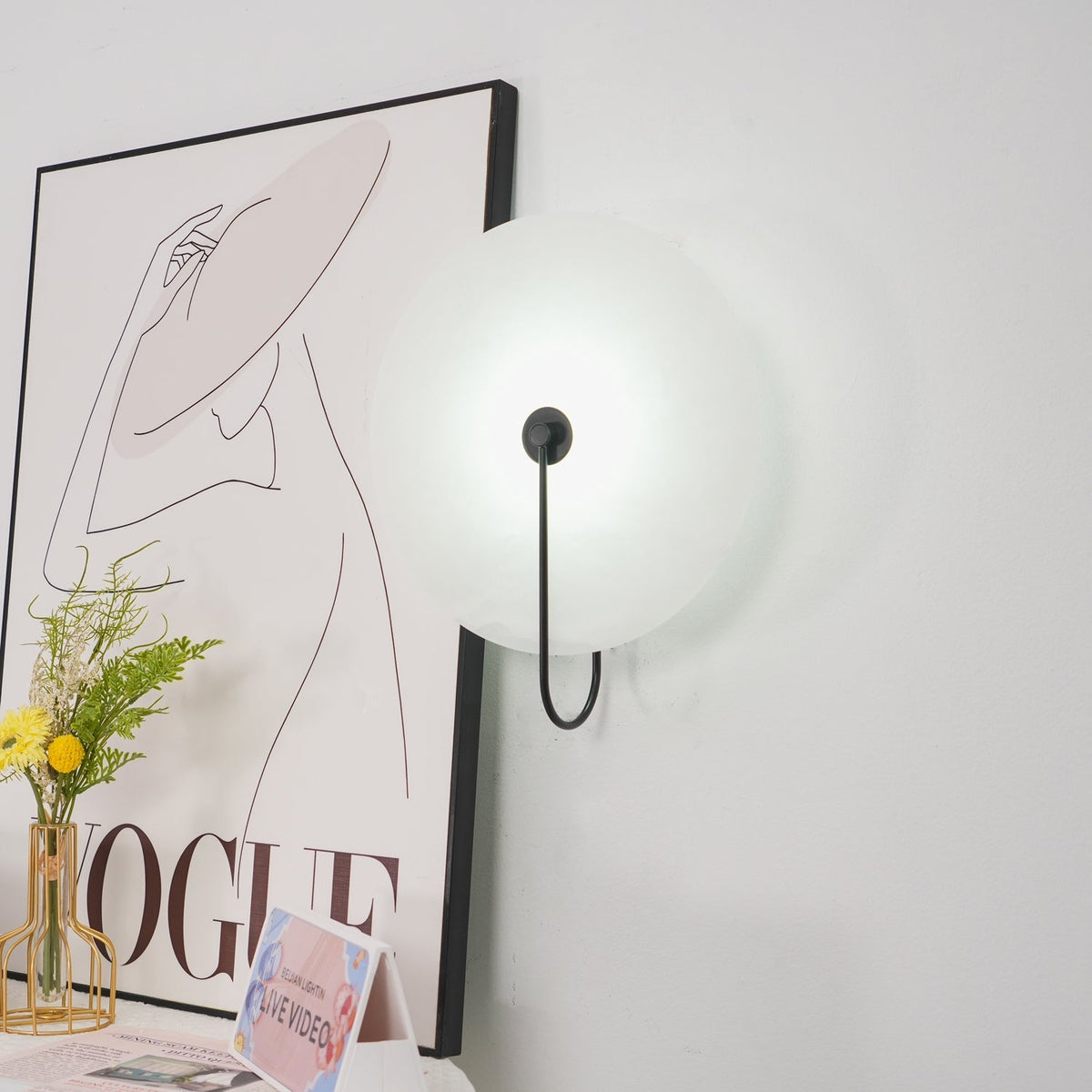 Albeaine Albast bollen wandlamp met Stekker