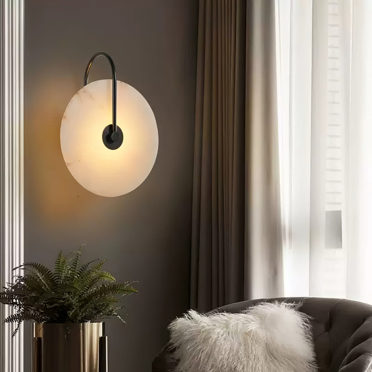 Albeenne albast bollen wandlamp
