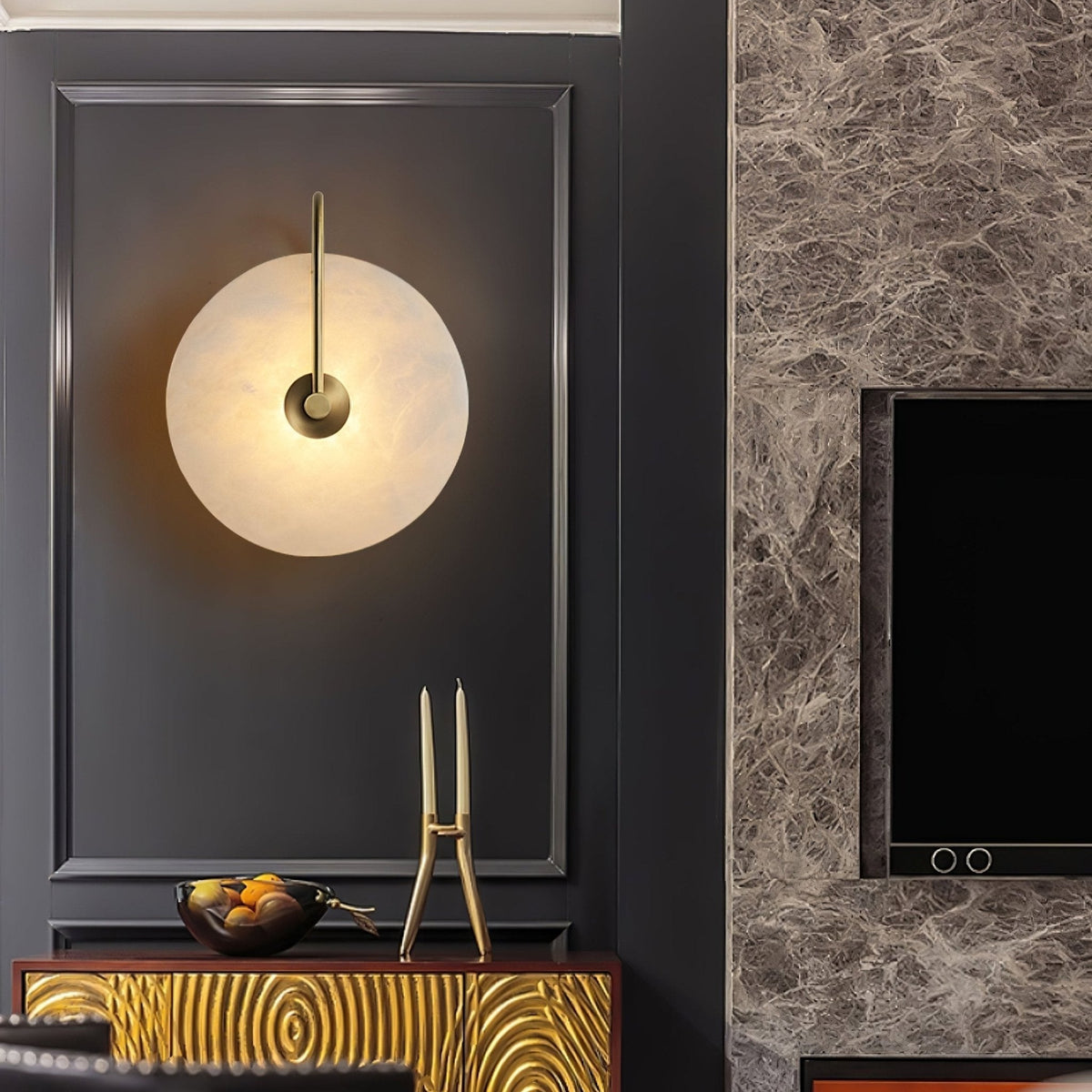Albeaine Albast bollen wandlamp met Stekker