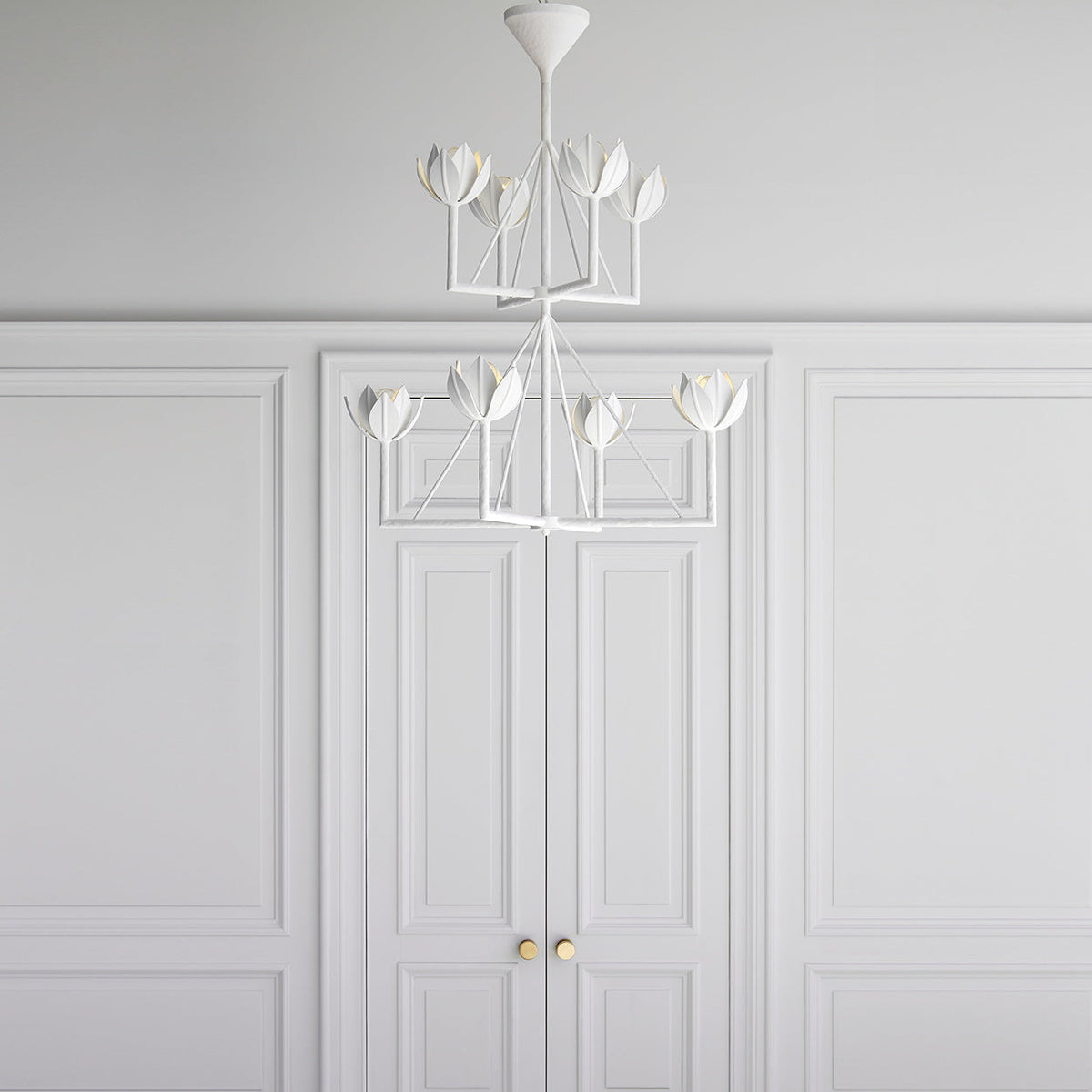 Alberto Moderne minimalistische bloemmotief kroonluchter van oud messing