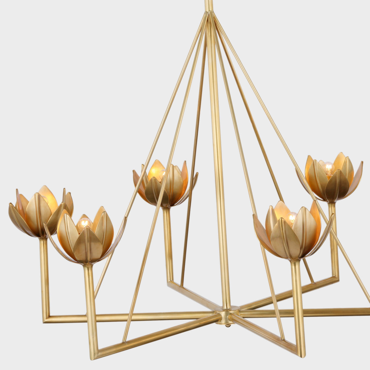 Alberto Moderne minimalistische bloemmotief kroonluchter van oud messing
