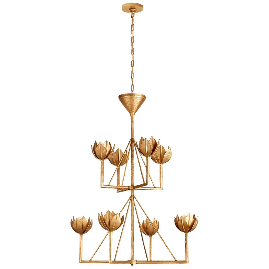 Alberto Moderne minimalistische bloemmotief kroonluchter van oud messing