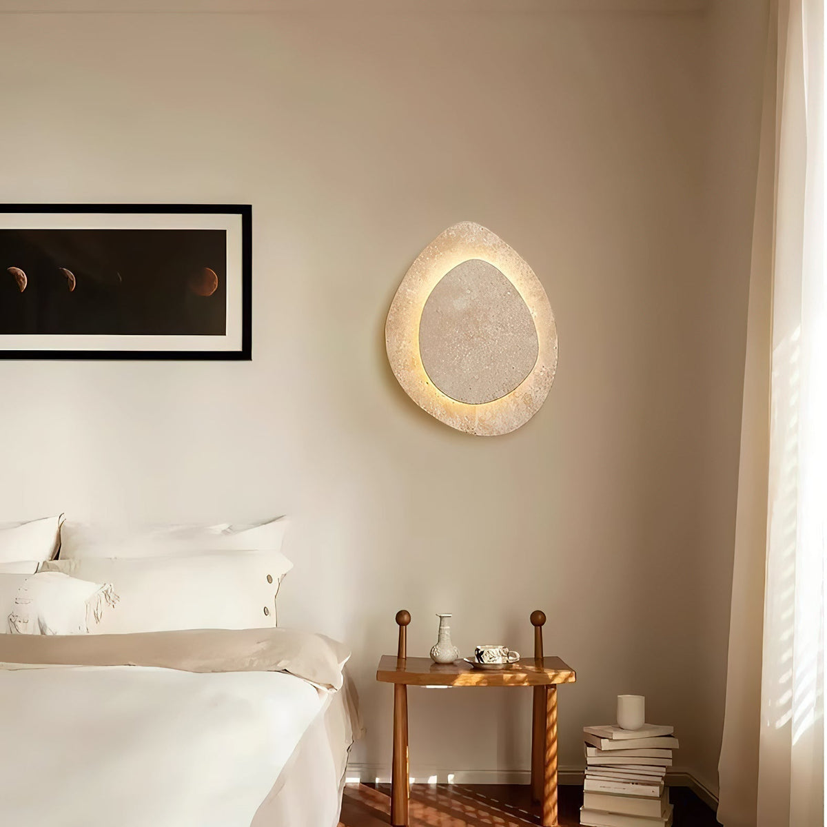 Yrvuvyn individuele creativiteit wandlamp van travertin