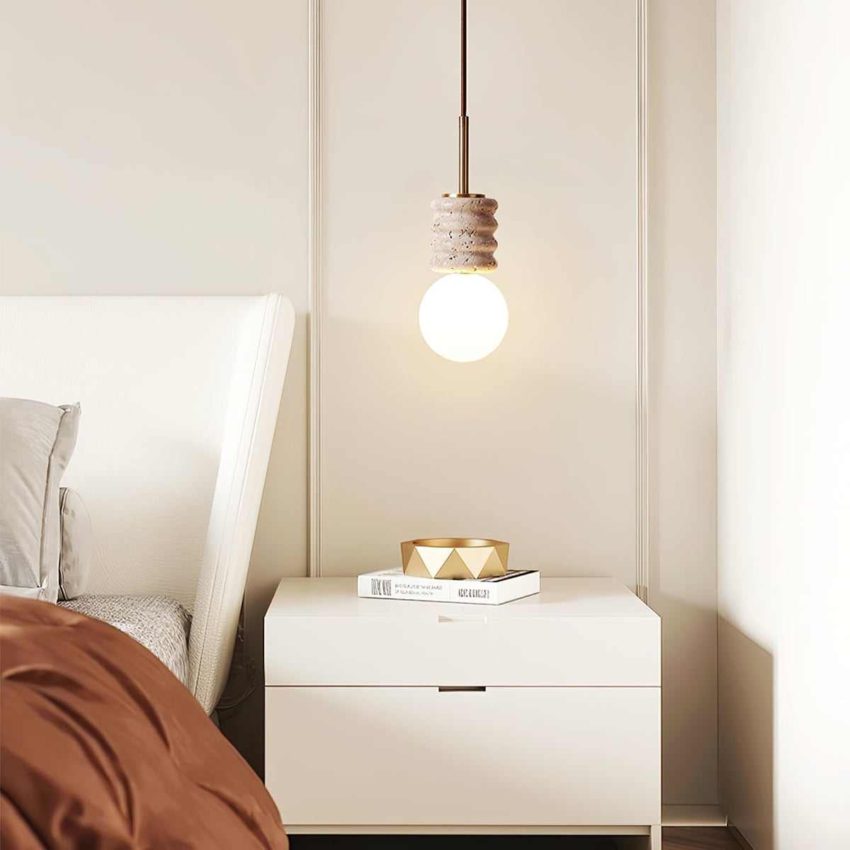 Akls hanglamp van geel travertin