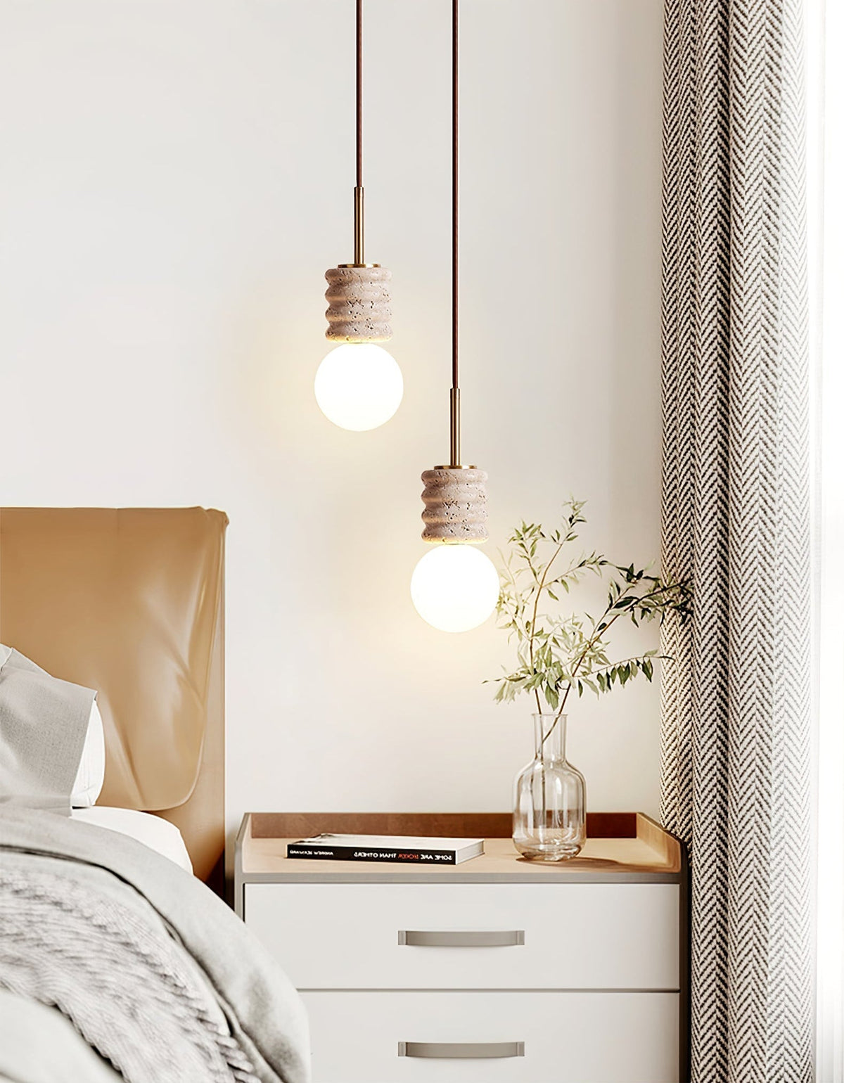 Akls hanglamp van geel travertin
