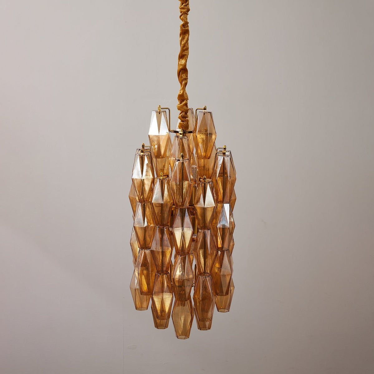 Lioraian Kroonluchter Amber Prism Lang Cascaderend glas Vintage