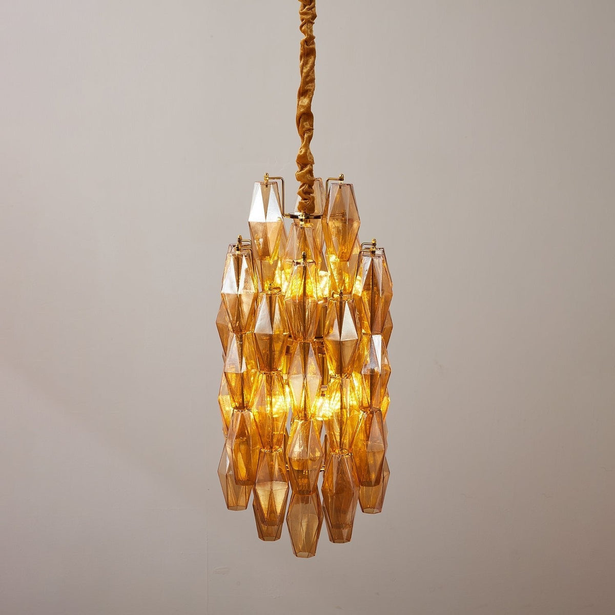 Lioraian Kroonluchter Amber Prism Lang Cascaderend glas Vintage