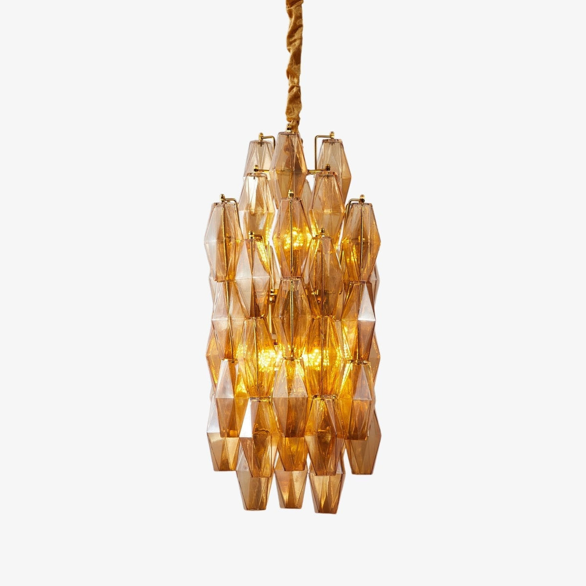 Lioraian Kroonluchter Amber Prism Lang Cascaderend glas Vintage