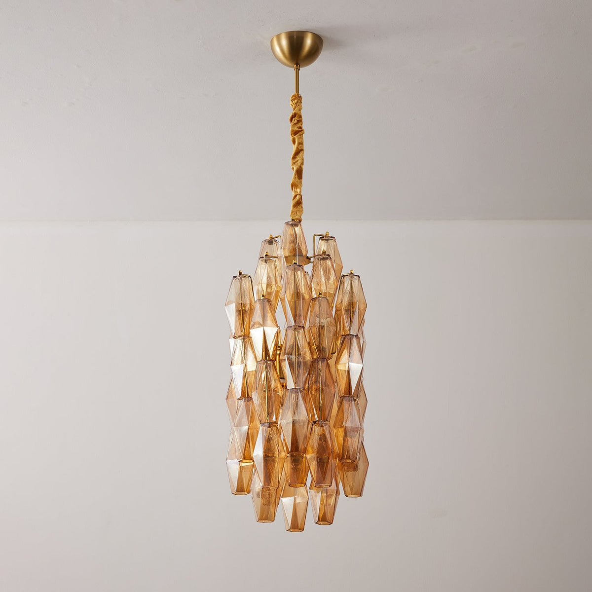 Lioraian Kroonluchter Amber Prism Lang Cascaderend glas Vintage