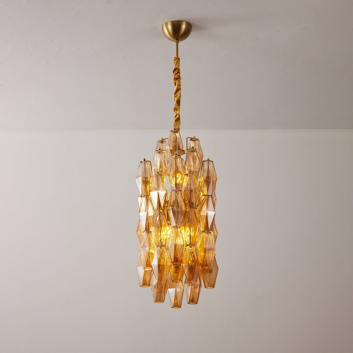 Lioraian Kroonluchter Amber Prism Lang Cascaderend glas Vintage