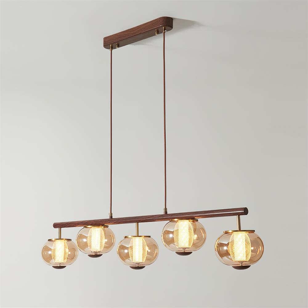 Alviora hanglamp hout glas lineair Japandi