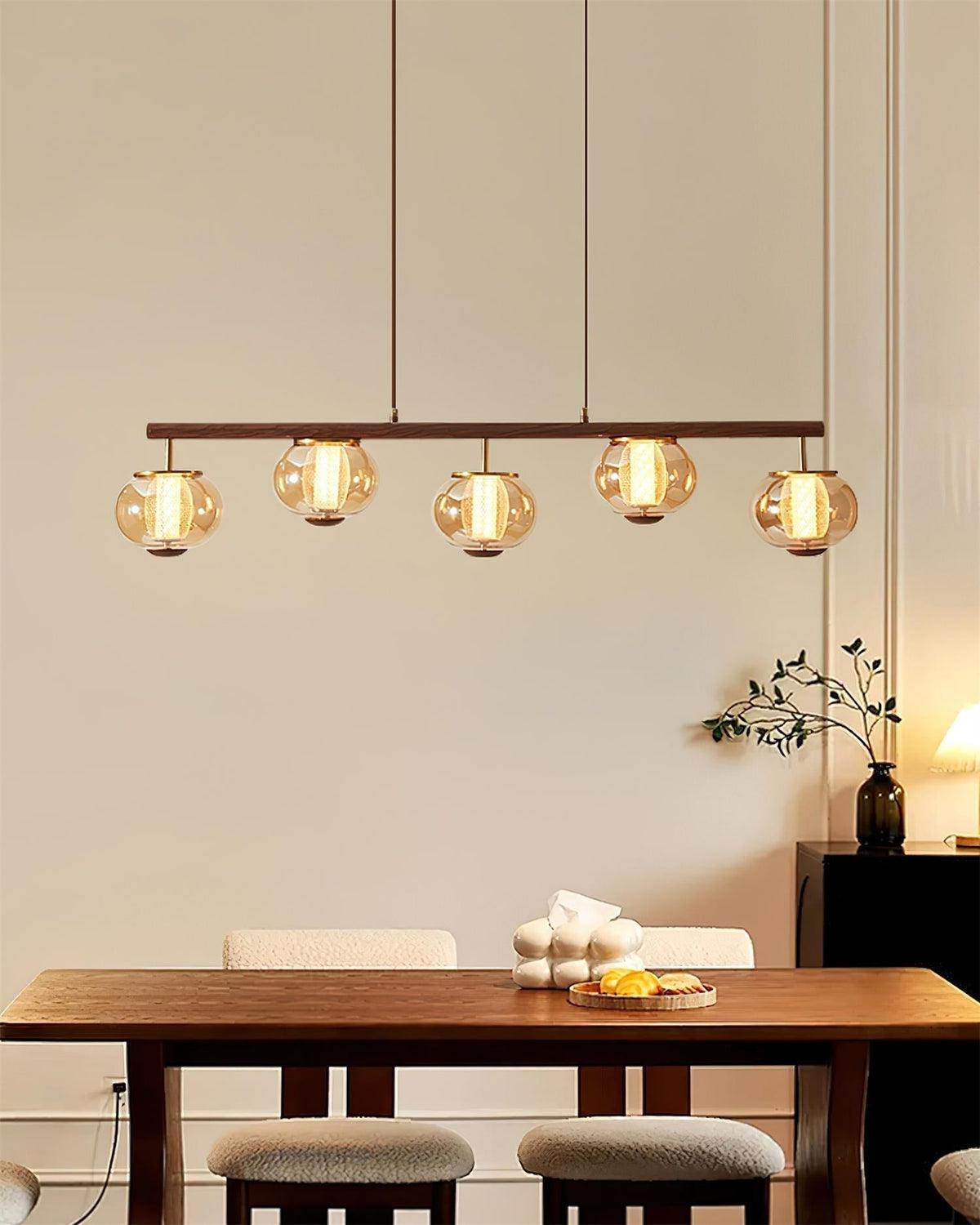 Alviora hanglamp hout glas lineair Japandi
