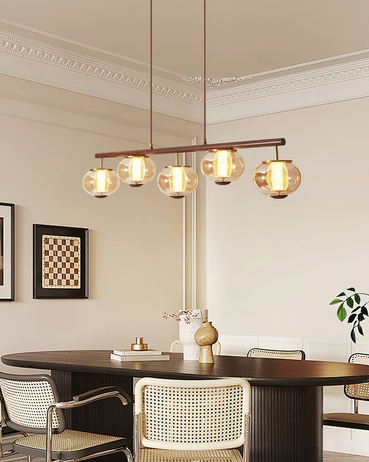 Alviora hanglamp hout glas lineair Japandi