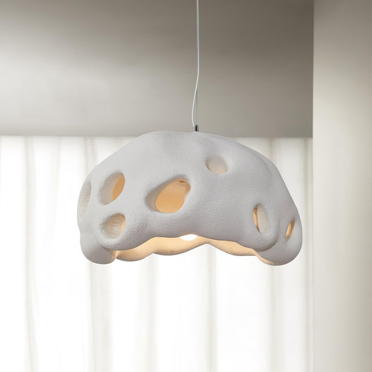 Celarira hanglamp van witte hars voor de woonkamer