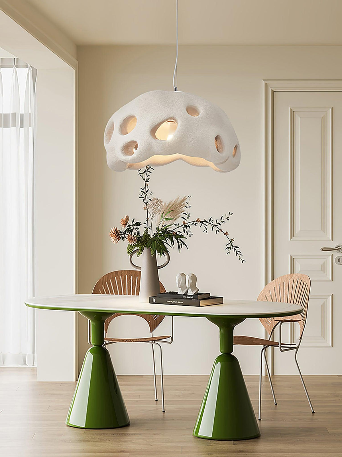 Celarira hanglamp van witte hars voor de woonkamer