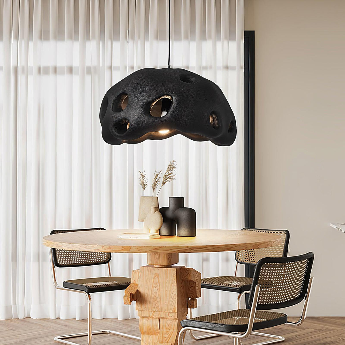 Celarira hanglamp van witte hars voor de woonkamer