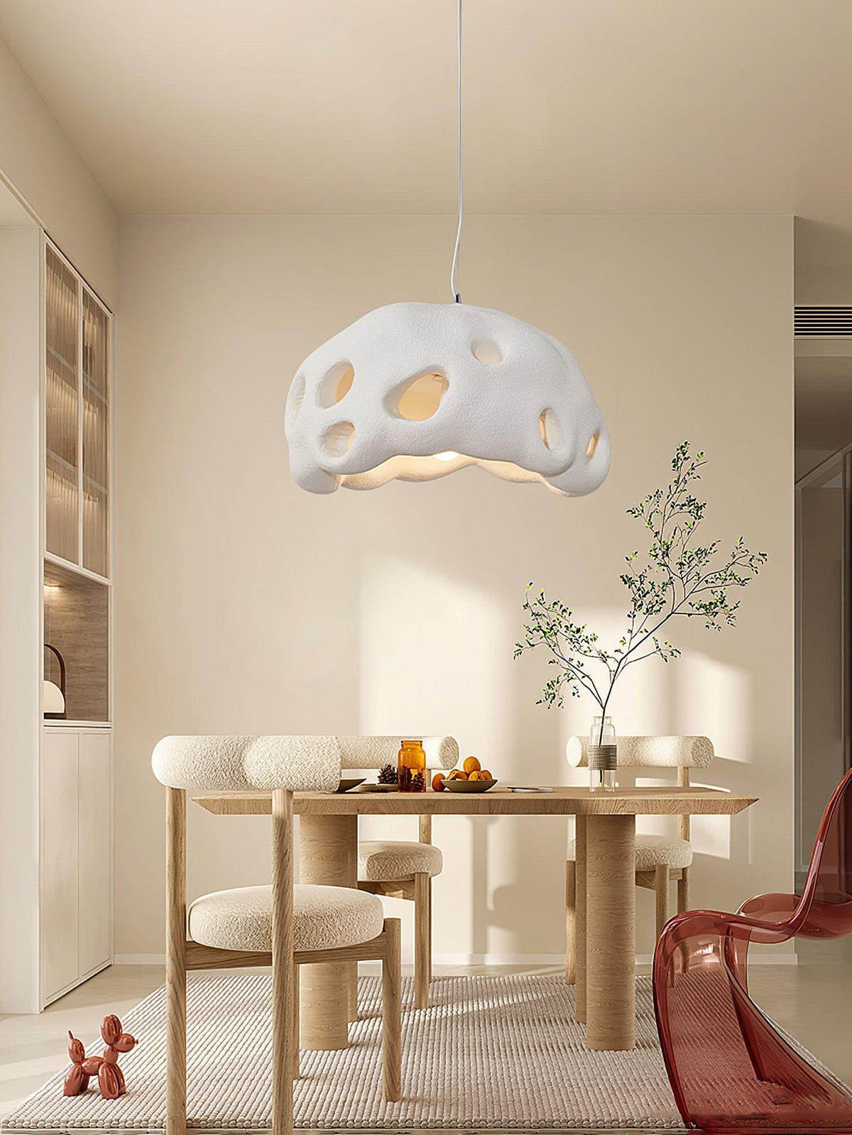 Celarira hanglamp van witte hars voor de woonkamer