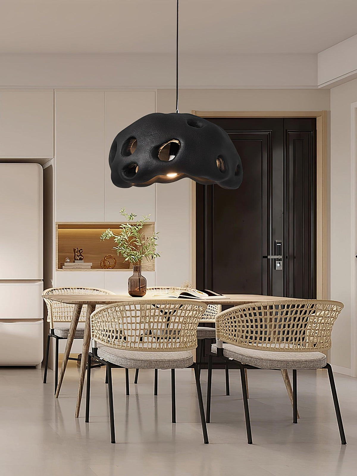 Celarira hanglamp van witte hars voor de woonkamer