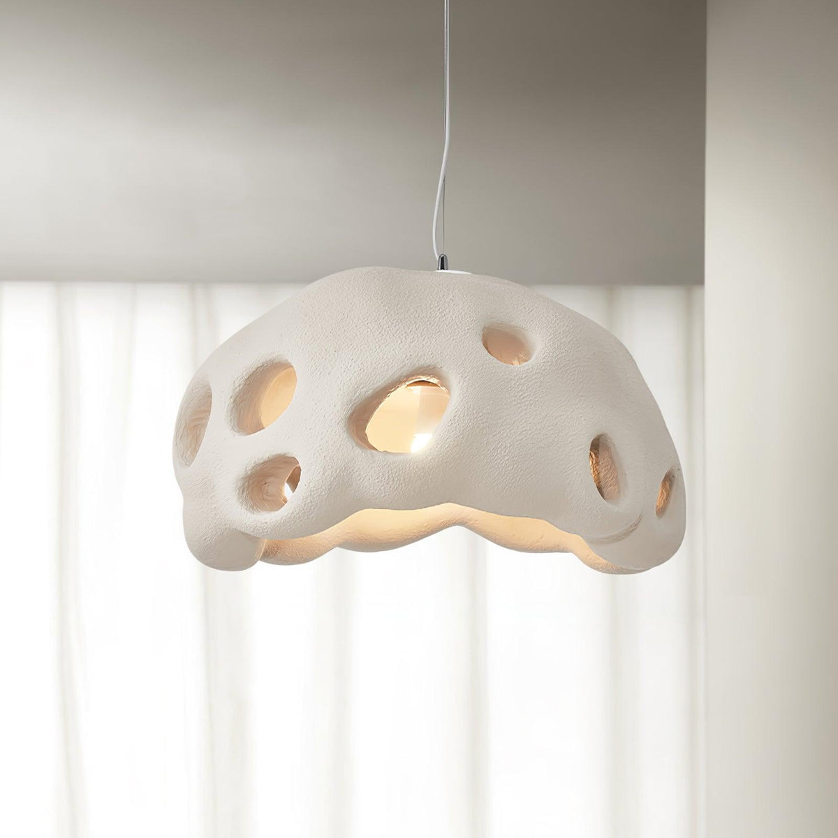 Celarira hanglamp van witte hars voor de woonkamer