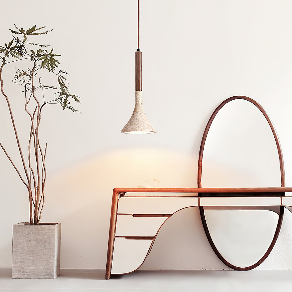 Taviaya minimalistische hanglamp van travertin