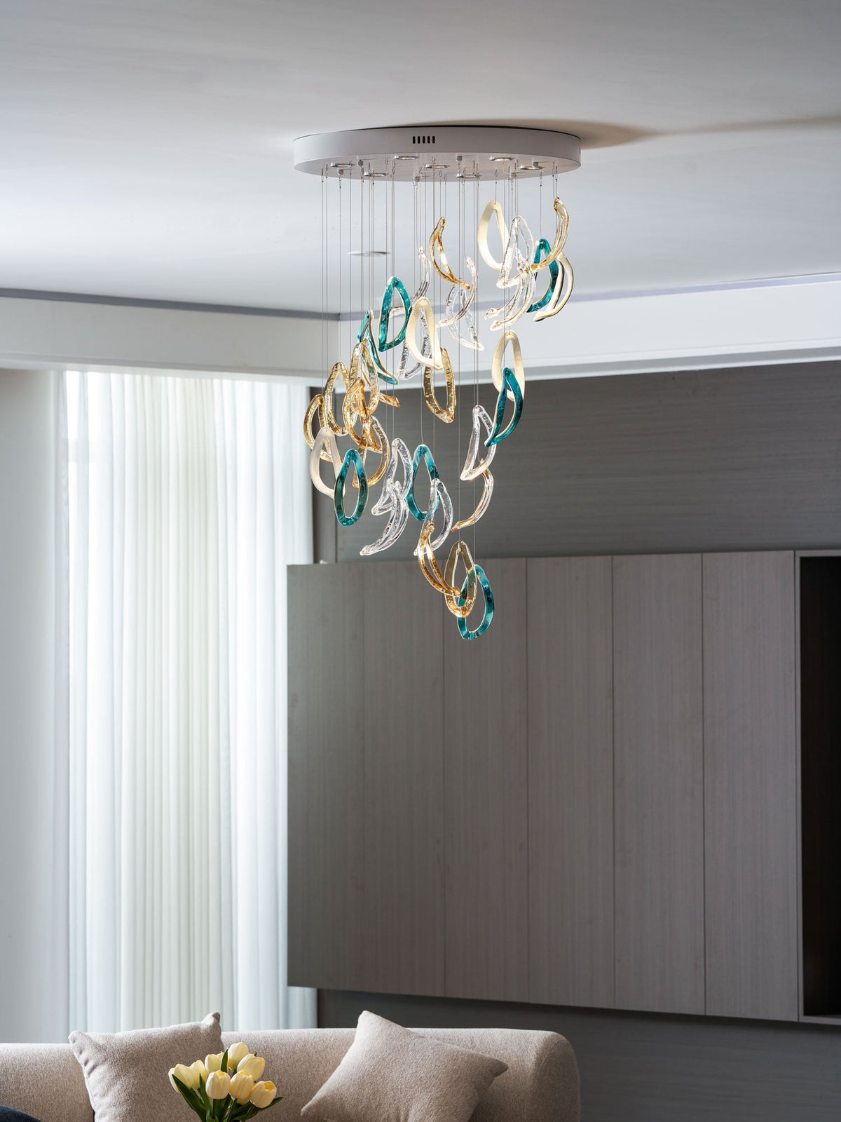 AquaFlux Grand Cascade Ripple glas Art Customize Kroonluchter