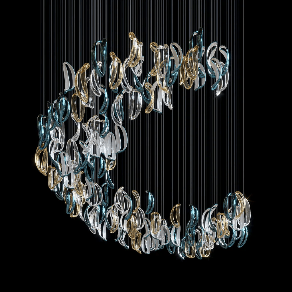 AquaFlux Grand Cascade Ripple glas Art Customize Kroonluchter
