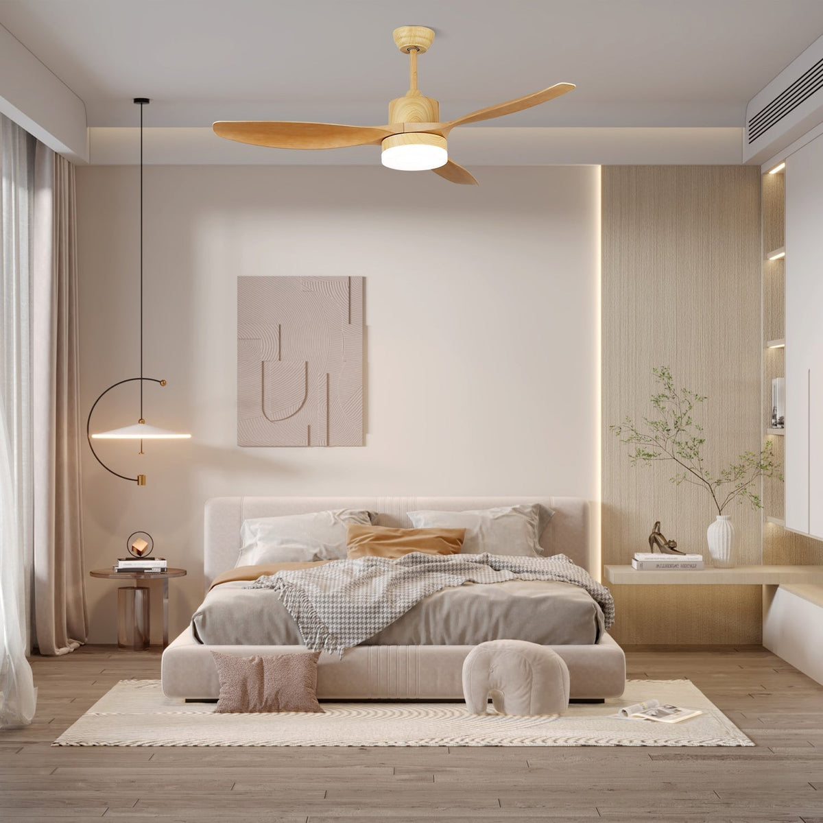 Arysen minimalistisch houten plafondventilator met verlichting