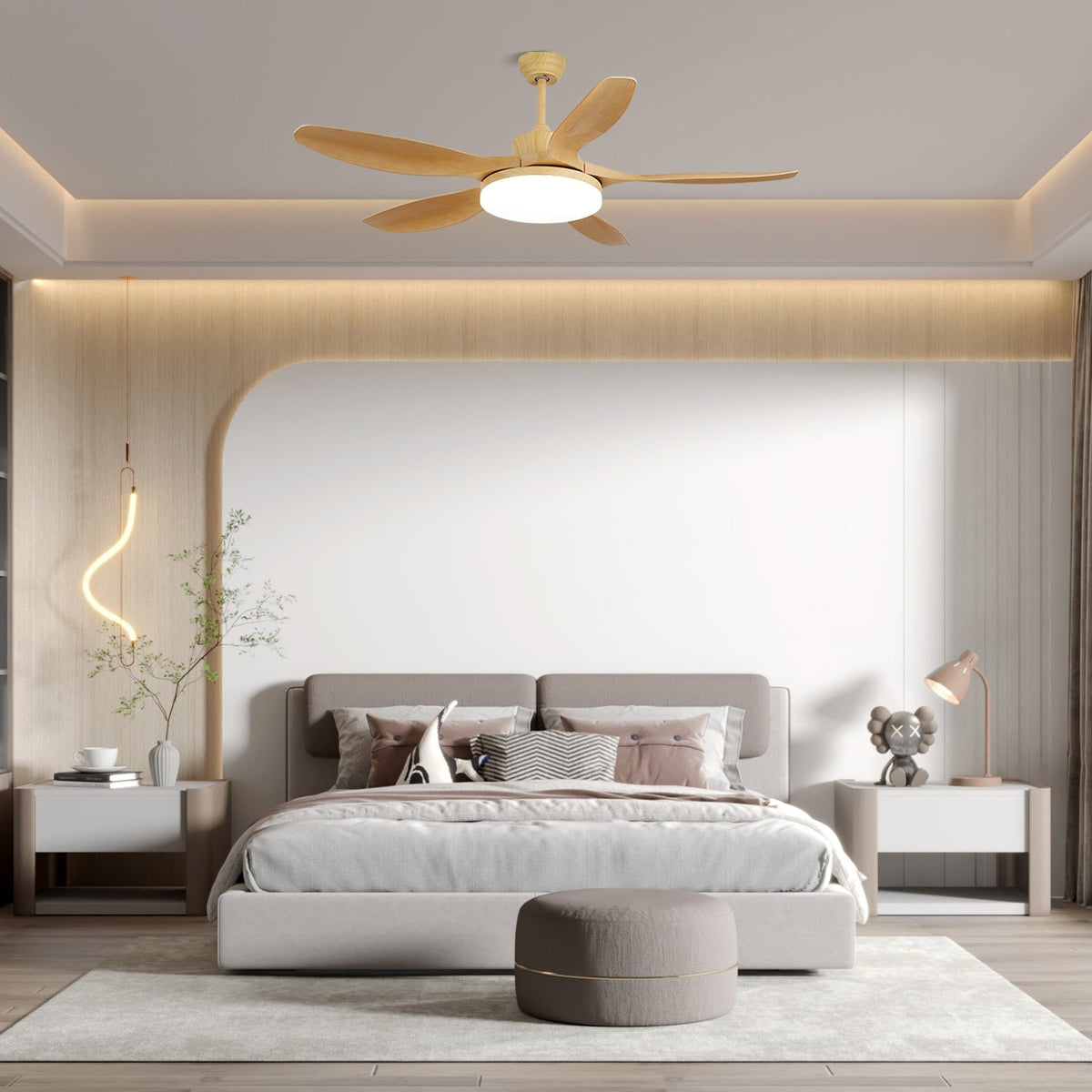 Arysen minimalistisch houten plafondventilator met verlichting