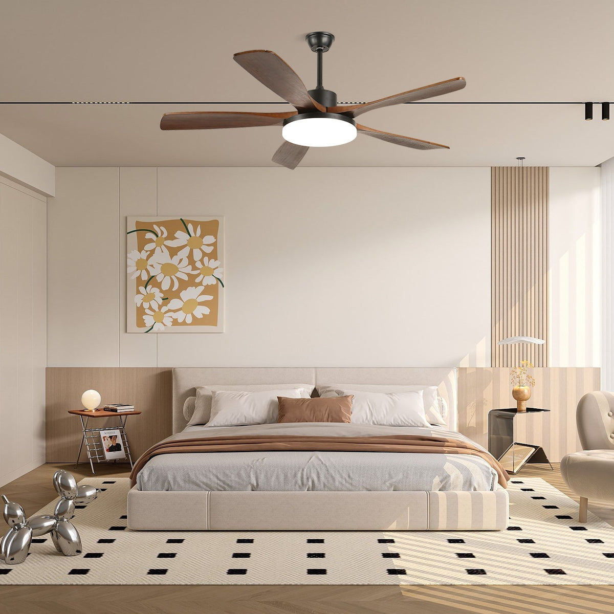 Arysen minimalistisch houten plafondventilator met verlichting