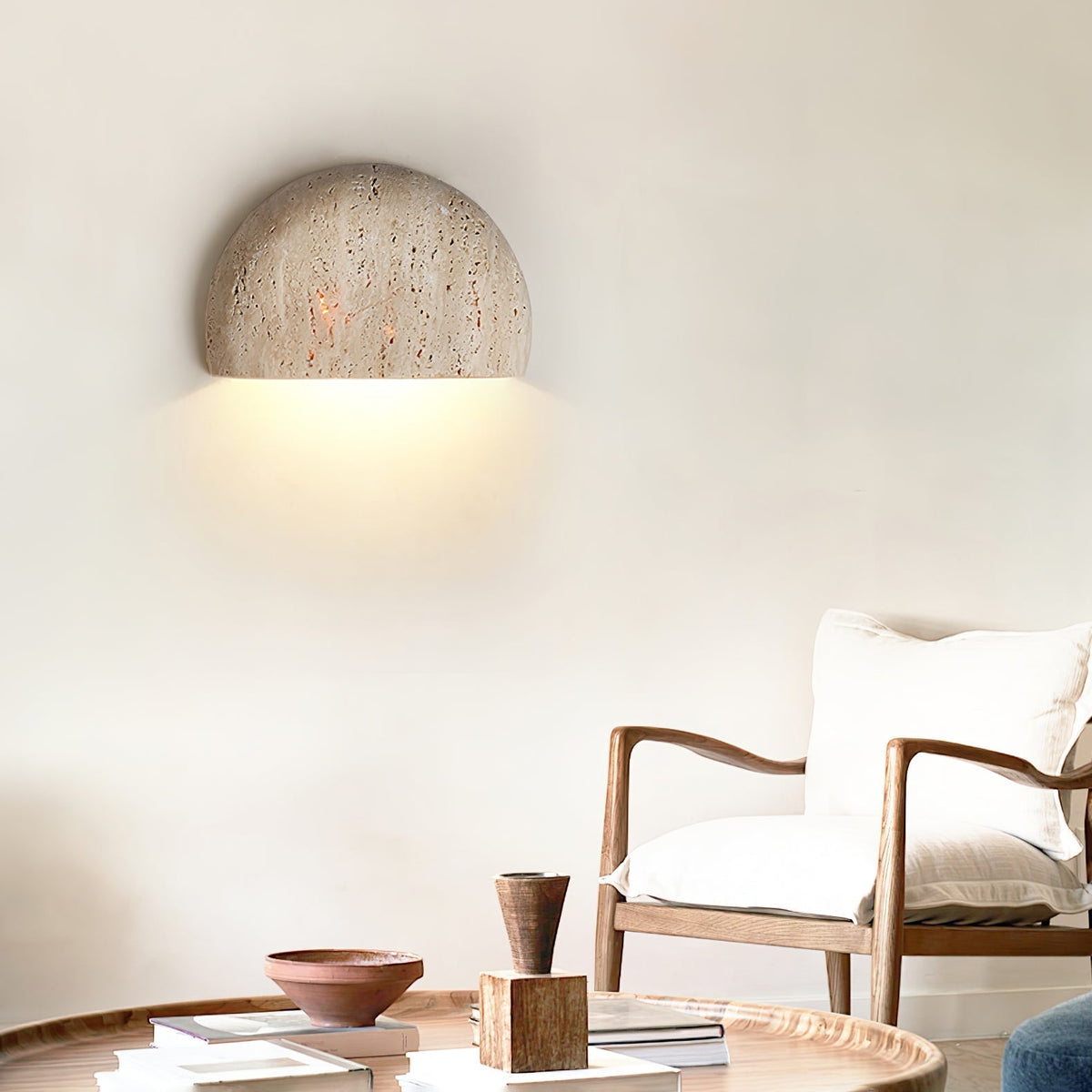 Armarel Half Moon travertin wandlamp