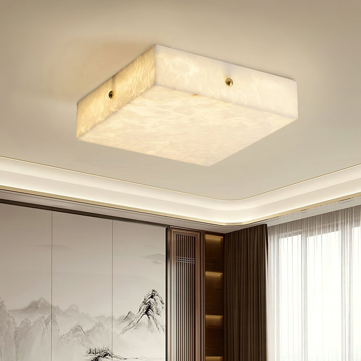 Rauduvys moderne minimalistische plafondlamp van albast