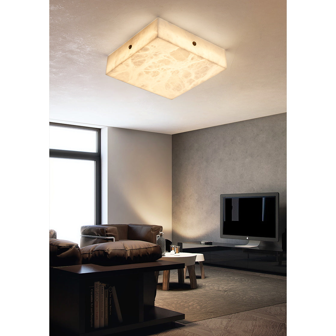 Rauduvys moderne minimalistische plafondlamp van albast