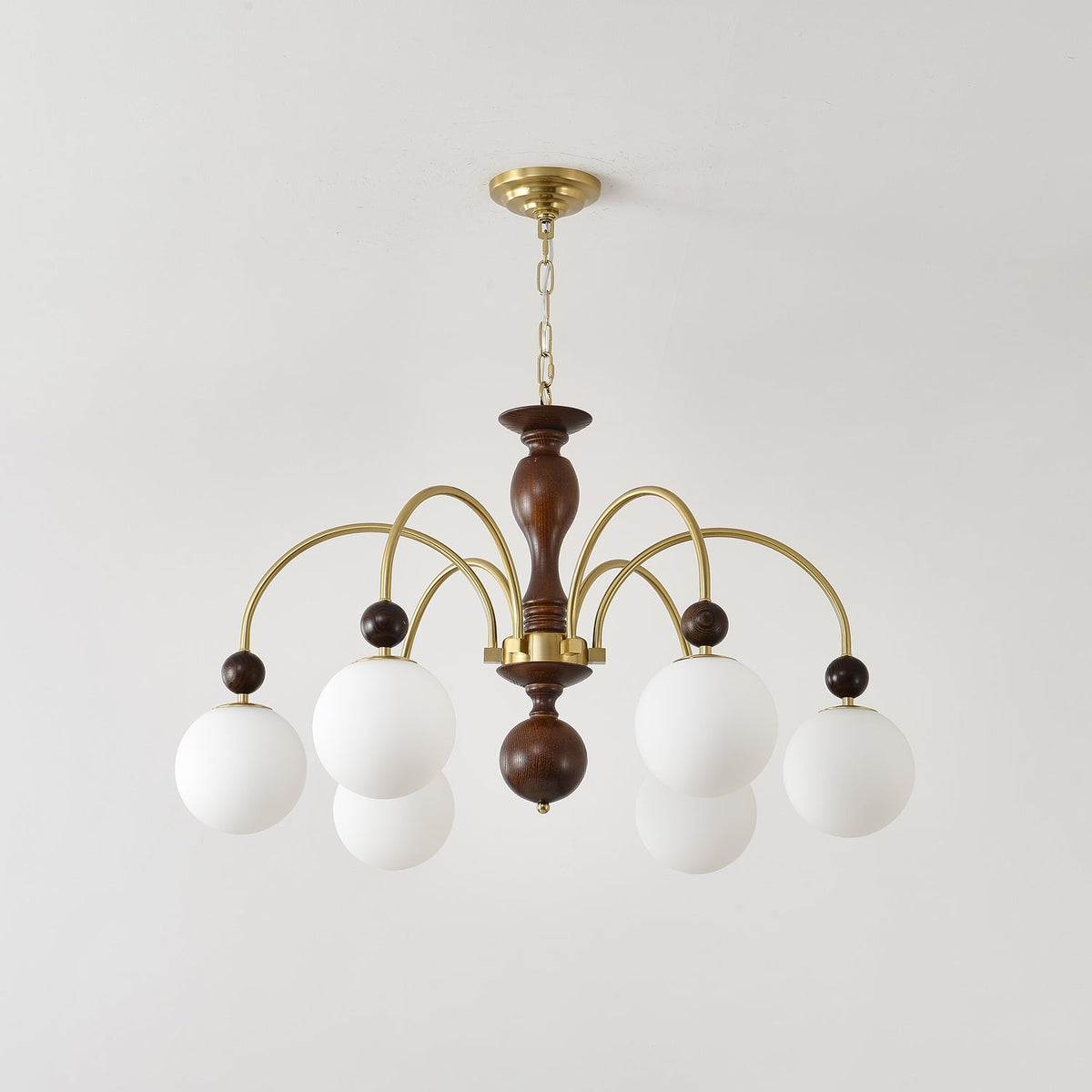 Sylenise hanglamp walnoot messing bollen vintage