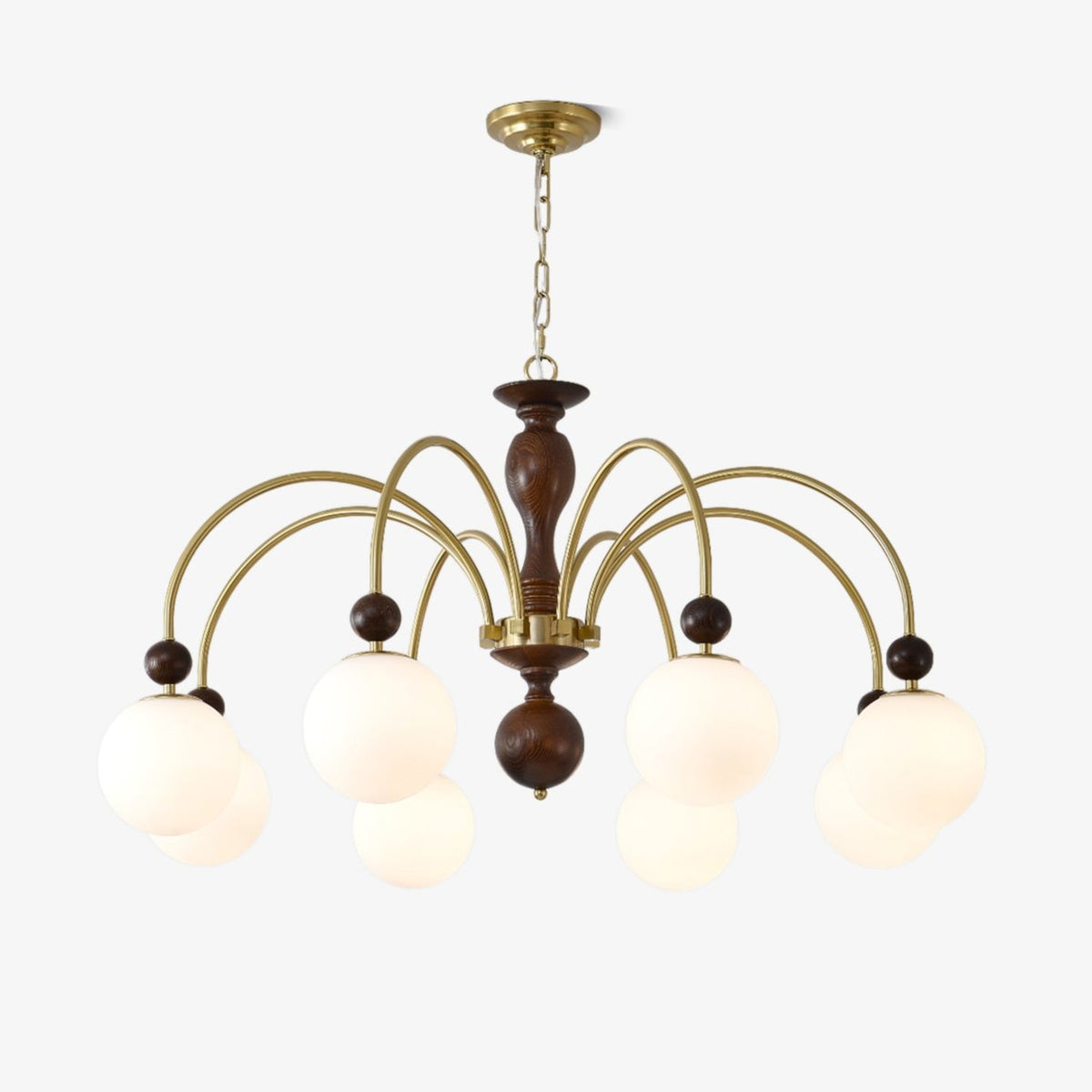 Sylenise hanglamp walnoot messing bollen vintage