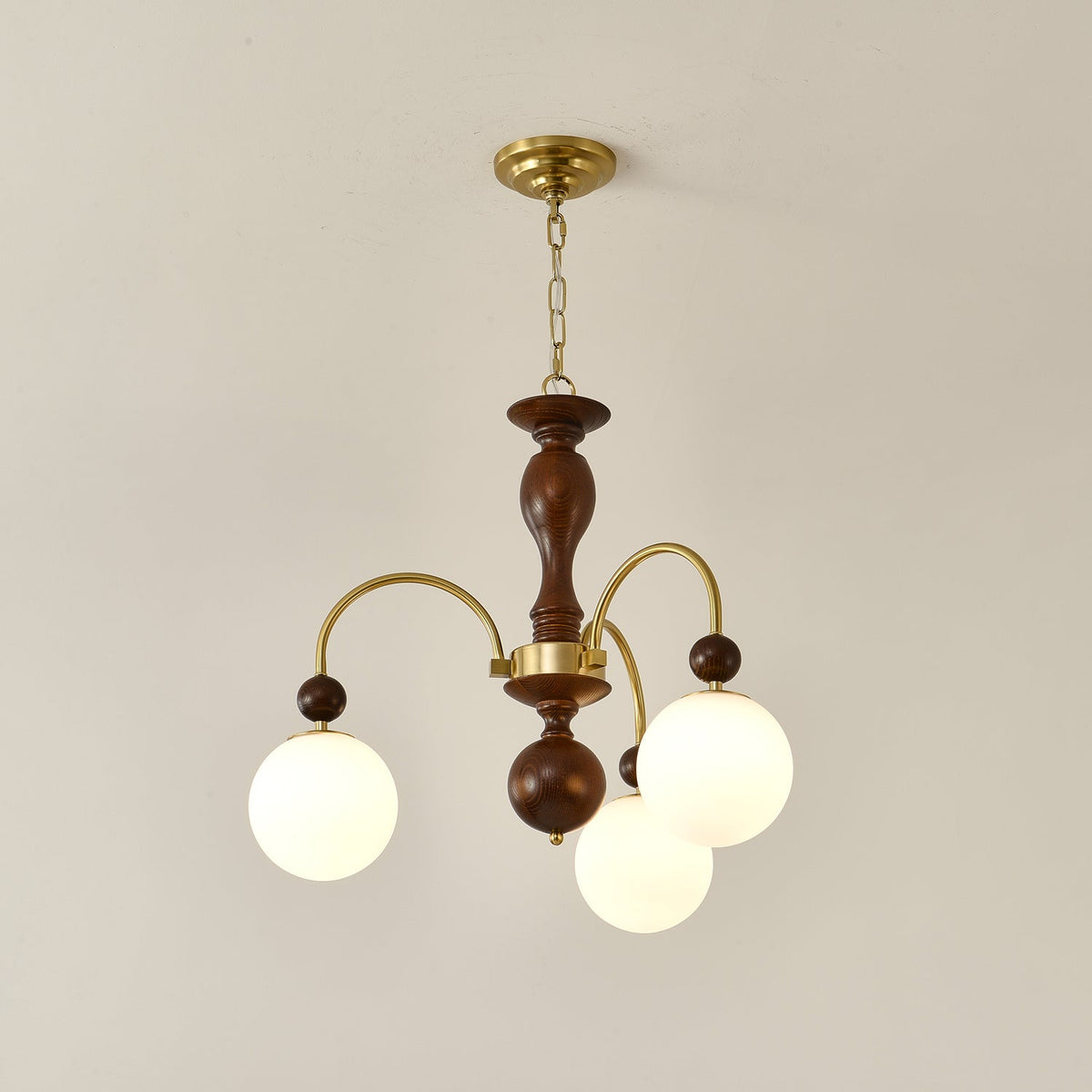 Sylenise hanglamp walnoot messing bollen vintage