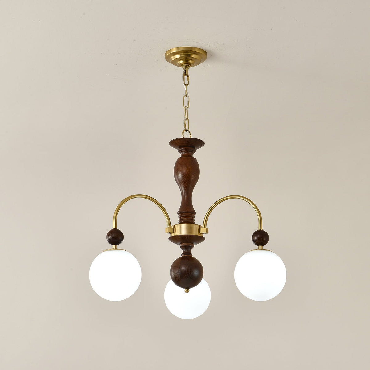 Sylenise hanglamp walnoot messing bollen vintage