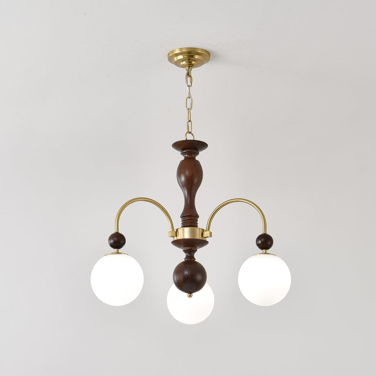 Sylenise hanglamp walnoot messing bollen vintage