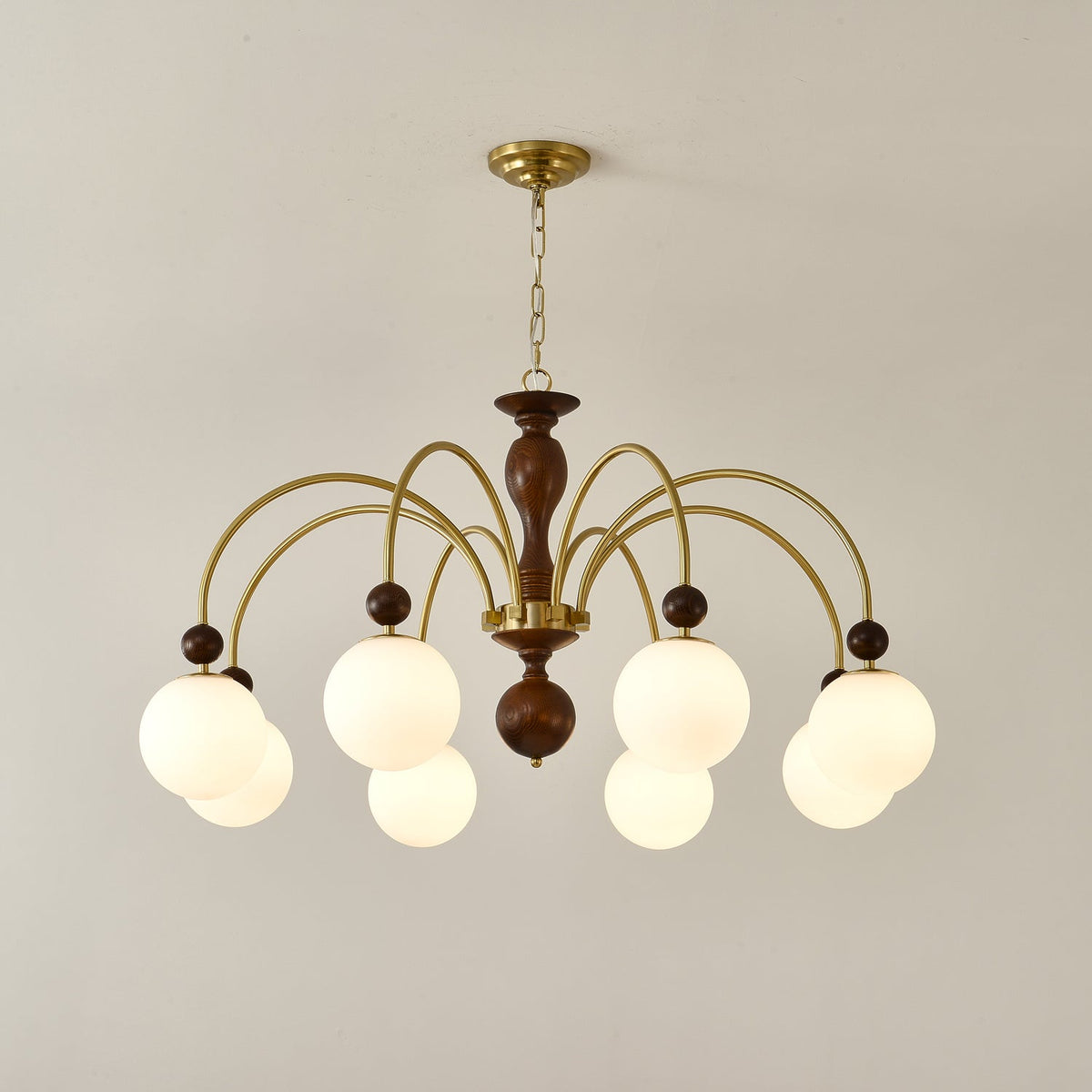 Sylenise hanglamp walnoot messing bollen vintage