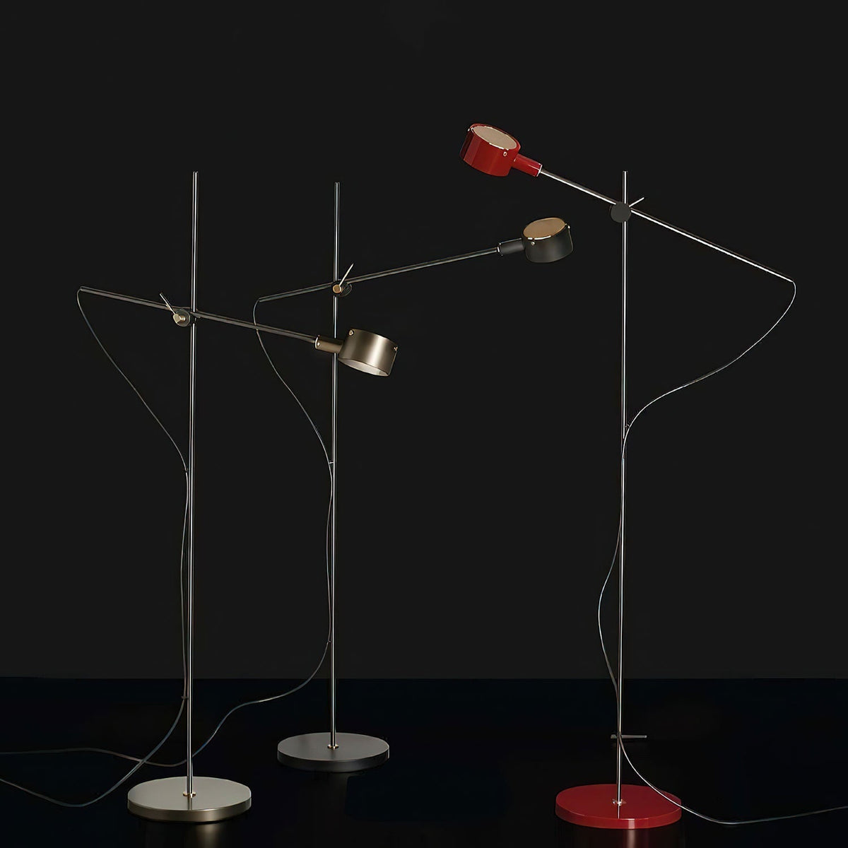 Arclen verstelbare vloerlamp met horizontale arm
