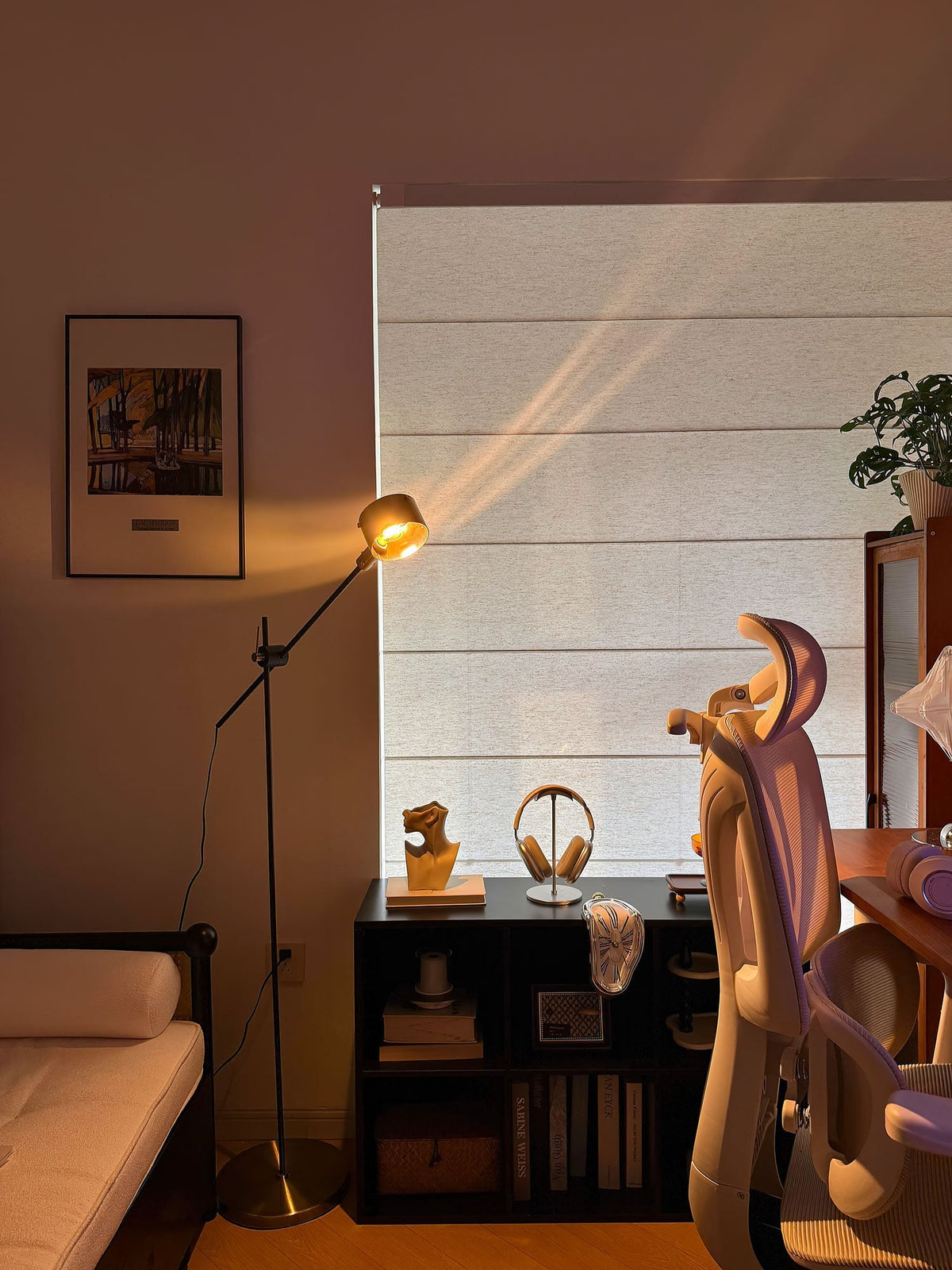 Arclen verstelbare vloerlamp met horizontale arm
